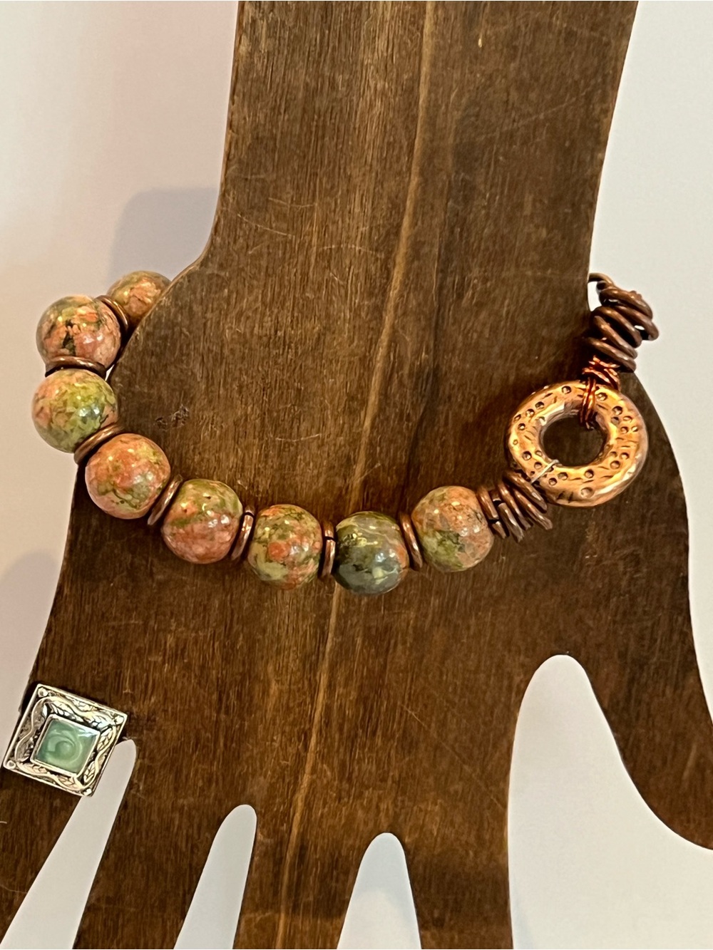 Unakite & Copper Beaded Bracelet